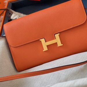 Túi Cầm Tay Hermes Siêu Cấp Mini Màu Da Cam 22cm (1)