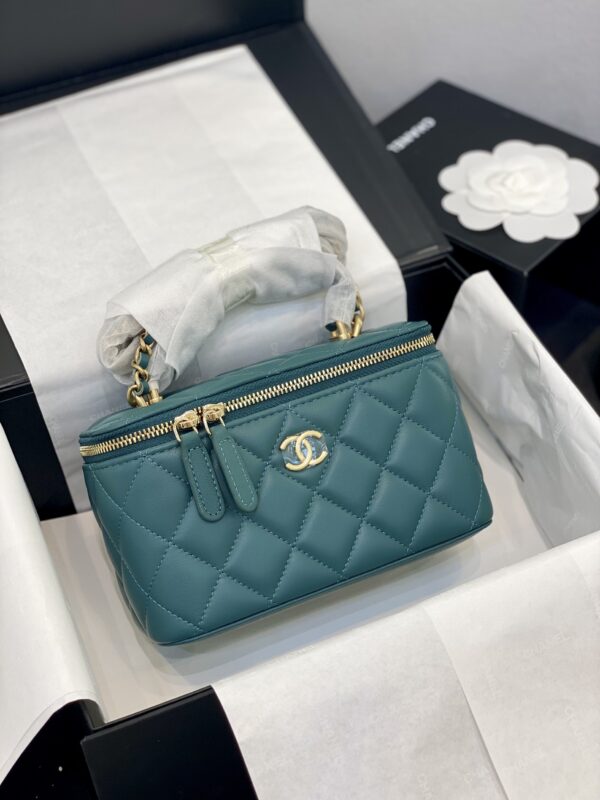 Túi Xách Chanel Vanity Siêu Cấp Màu Xanh Mạ Vàng (1)