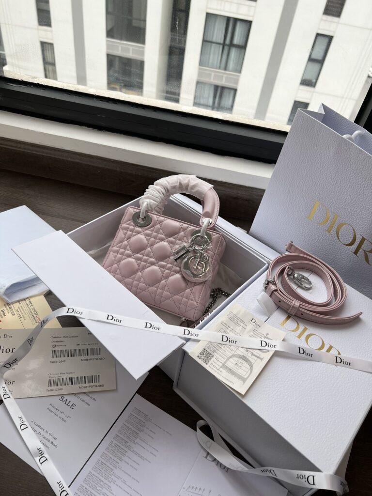 Túi Xách Lady Dior Mini Bag Siêu Cấp Màu Hồng Phấn 17cm - Replica Luxury