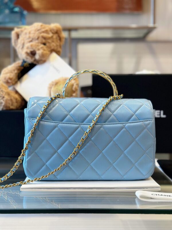 Túi Nữ Chanel Handle Cao Cấp Quai Cầu Vồng Cao Blue 22x21cm