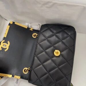 Túi Xách Cao Cấp Chanel Charm Nữ Màu Đen Khóa Vàng 21cm (2)