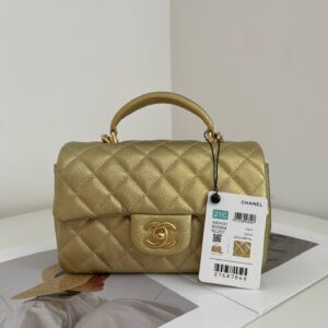 Túi Xách Chanel Handle Bag Mini Màu Vàng Replica 11 Cao Cấp 20cm (2)