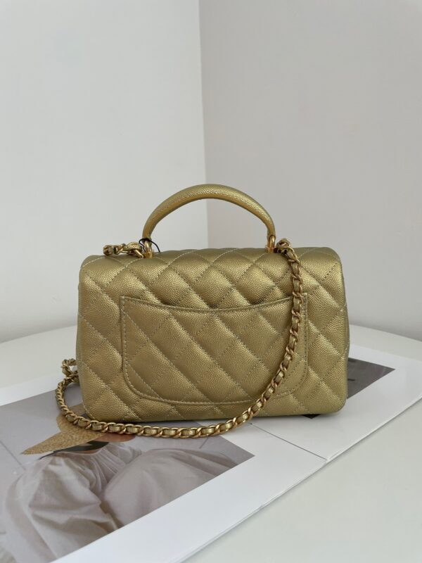 Túi Xách Chanel Handle Bag Mini Màu Vàng Replica 11 Cao Cấp 20cm (2)