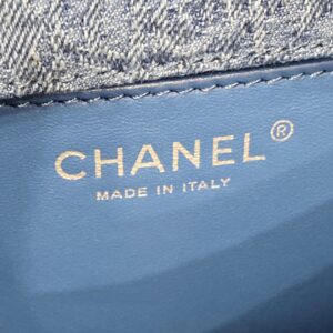 Túi Xách Chanel Flap Vải Casvan Nữ Like Auth Màu Xanh 19cm (2)